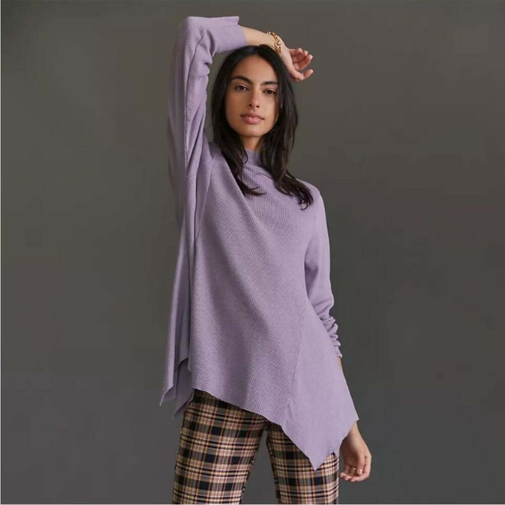T.la | Anthropologie Sloane purple lavender mock neckline thermal tunic shirt S